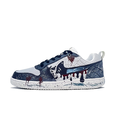 Nike Court Borough Blood Vampire's Web Slip-Resistant Low-Top Skateboard Shoes Men's Black Blue