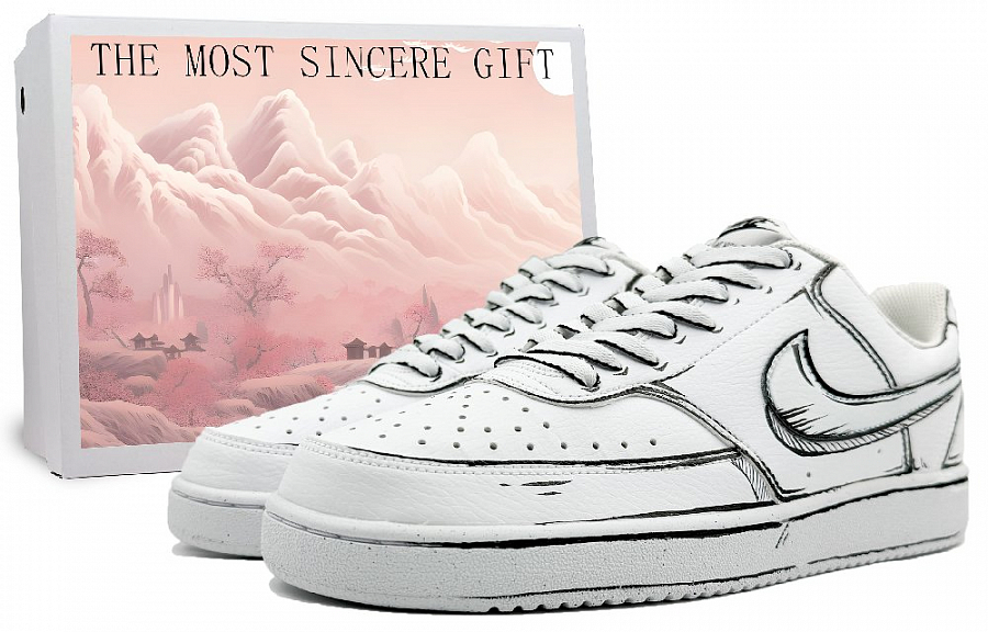 Nike Court Vision 1 Slip Resistant Low Top Skateboard Shoes Men's White Black купить в интернет-магазине Yoocart с быстрой доставкой по России.