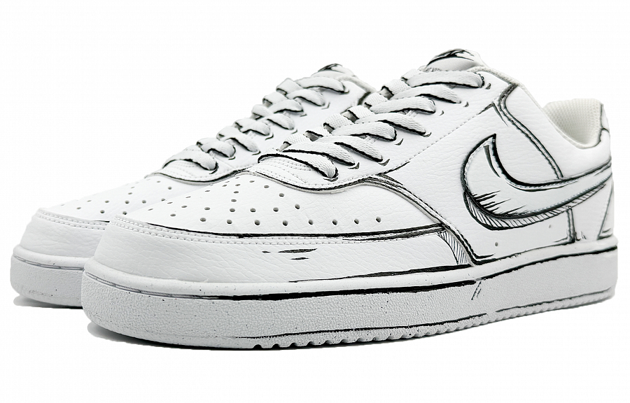 Nike Court Vision 1 Slip Resistant Low Top Skateboard Shoes Men's White Black купить в интернет-магазине Yoocart с быстрой доставкой по России.