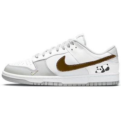 Nike Dunk Anti-Slip Wear-Resistant Low-Top Skateboard Shoes Men's Gray White