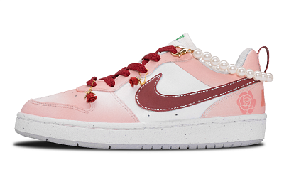 Nike Court Borough In The Name Of Rose Anti Slip Wear Resistant Low Top Skateboard Shoes GS Pink