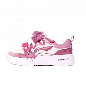 LiNing Acer Truncatum Anti-Slip Wear-Resistant Low-Top Skateboard Shoes Women's White Pink