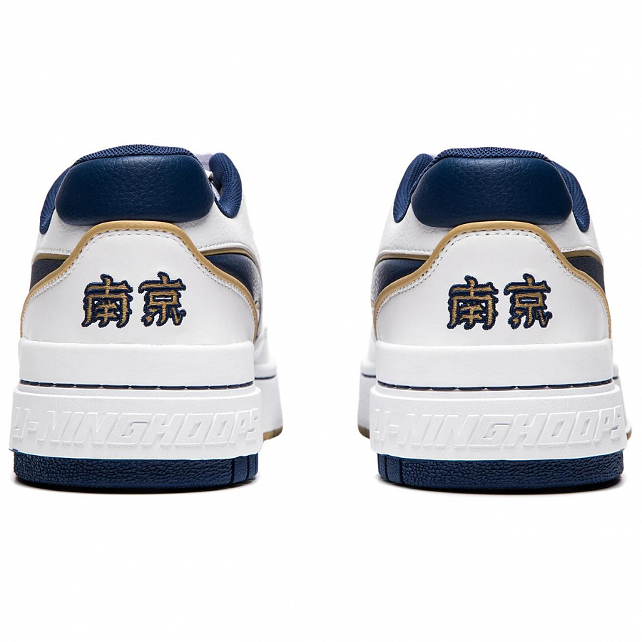 LiNing Anti Slip Wear Resistant Low Top Skateboard Shoes Unisex Standard White Navy Blue