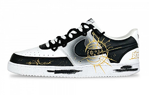 Nike Court Vision 1 Anti Slip Wear Resistant Low Top Skateboard Shoes Men's Black Gold