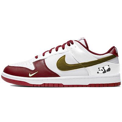 Nike Dunk Lying Down Panda Slip-Resistant Low-Top Skateboard Shoes Men's Team Red