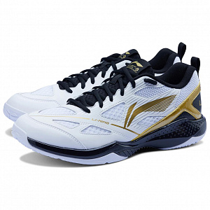 LiNing Anti-Slip Wear-Resistant Low-Top Badminton Shoes Unisex White Gold Black 1 2769626