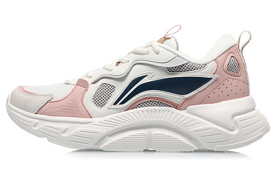 LiNing Lightweight Low Top Running Shoes Women's White Gray Pink
