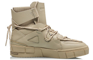 LiNing CF High-Top Skateboard Shoes Women's Plain Khaki 1 2771757