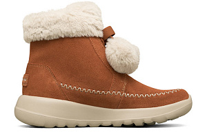 Skechers On The Go Joy Pompom Snow Boots 'Brown White' Women's 1 2772486