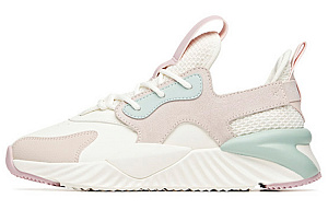 ANTA Chunky Sneakers Women's Low top Ivory White/Lotus Gray/Light Green/Pink
