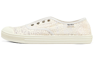 Skechers Wide Fit Low Top Canvas Shoes Women's Ivory