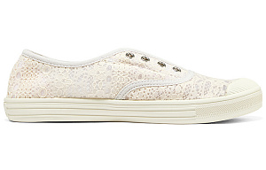 Skechers Wide Fit Low Top Canvas Shoes Women's Ivory 1 2778203