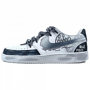 Nike Court Vision 1 Graffiti Planet Anti-Slip Wear-Resistant Low-Top Skateboard Shoes Unisex Black White