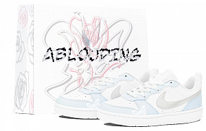 Nike Court Borough Low Top Skateboard Shoes GS White Blue