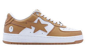 A BATHING APE Bape STA Stylish Skateboarding Shoes Women's White Brown 1 2782721