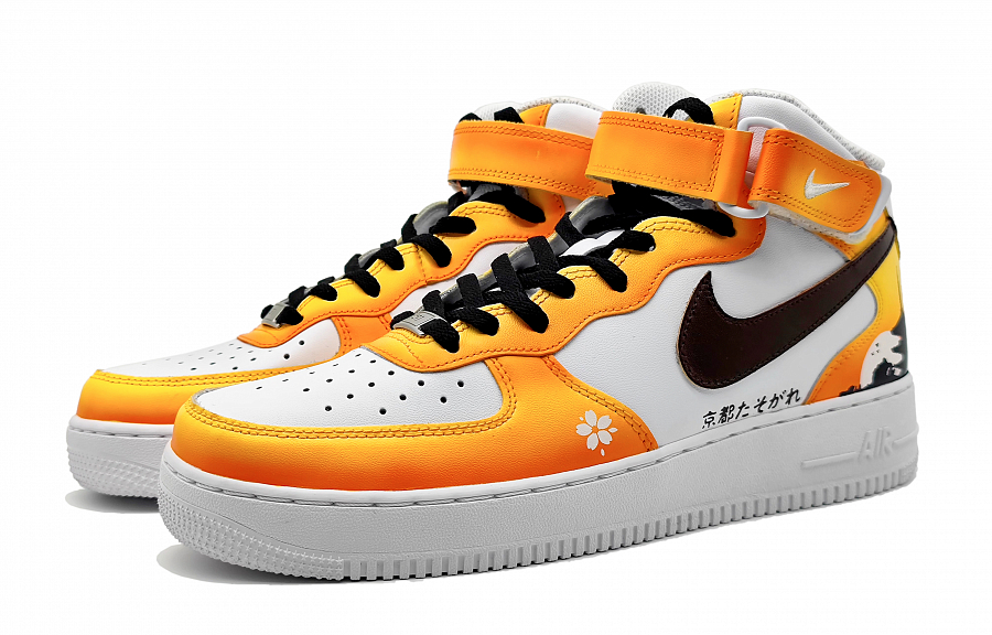Nike Air Force 1 Air Force 1 Mid-Top Skateboard Shoes GS Yellow Orange Black купить в интернет-магазине Yoocart с быстрой доставкой по России.