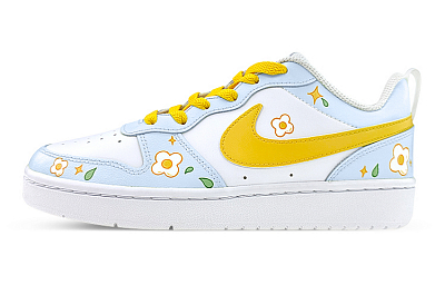 Nike Court Borough Series Skateboard Shoes Women's Low-Top Blue/Yellow