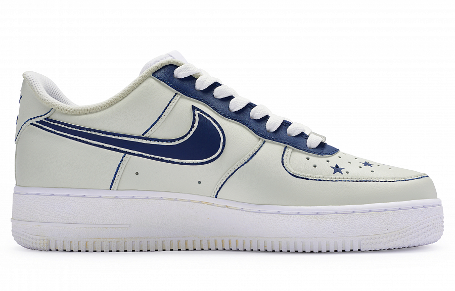 Nike Air Force 1 Slip-Resistant Low-Top Skateboard Shoes Men's Beige White Blue купить в интернет-магазине Yoocart с быстрой доставкой по России.