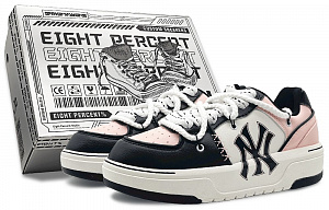 MLB Chunky Liner Wear-Resistant Height Increasing Low-Top Skateboard Shoes Unisex Black Pink