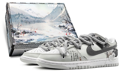 Nike Dunk Low-Top Skateboard Shoes Men's Gray White