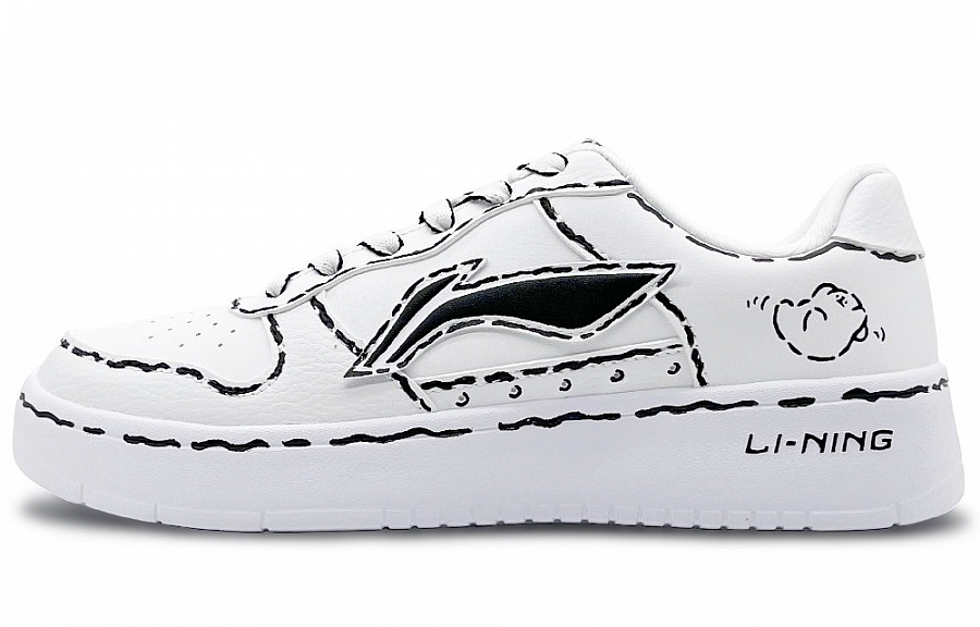 LiNing Sports Life Collection Abrasion Resistant Slip Resistant Low Top Skateboard Shoes Women's White Black