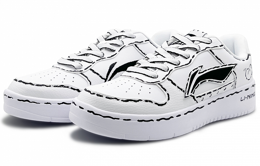 LiNing Sports Life Collection Abrasion Resistant Slip Resistant Low Top Skateboard Shoes Women's White Black