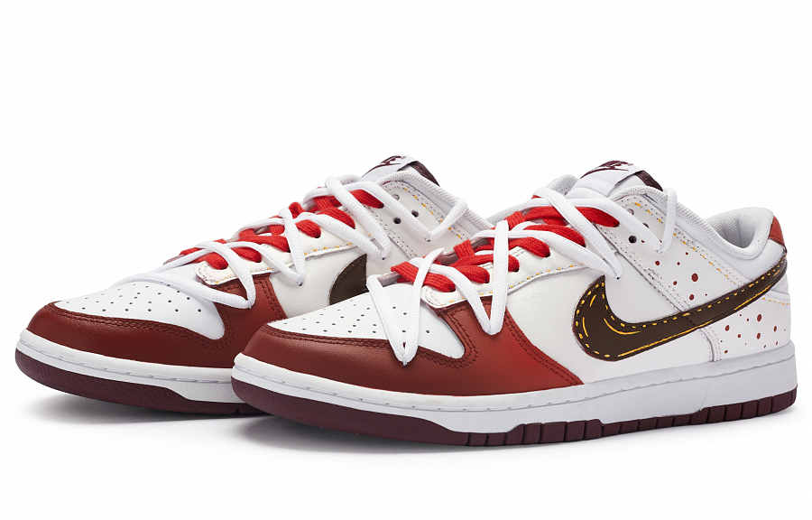 Nike Dunk Low 811 Production Hot Red Wine Slip-Resistant Cushioning Low-Top Skateboard Shoes Men's Red White Brown купить в интернет-магазине Yoocart с быстрой доставкой по России.