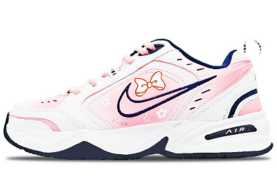 Nike Air Monarch 4 Anti-Slip And Wear-Resistant Height Increasing Low-Top Chunky Sneakers Women's Light Pink White