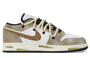 Jordan Air Jordan 1 Low Top Vintage Basketball Shoes GS Brown Green 1 2798474