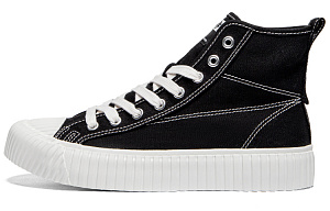 Kappa Anti-Slip Wear-Resistant High-Top Skateboard Shoes Unisex Black