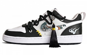 Nike Court Borough 2 Dark Ink Gilded Cushioning Lightweight Low-Top Skateboard Shoes GS Black White Gray