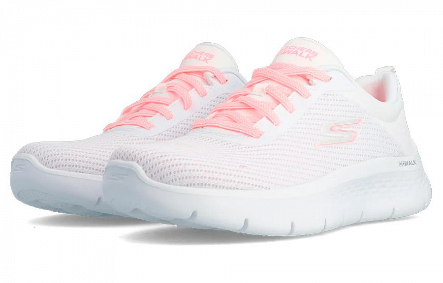 Skechers Go Walk Fle Wear-Resistant Low-Top Casual Shoes Women's White Pink купить в интернет-магазине Yoocart с быстрой доставкой по России.