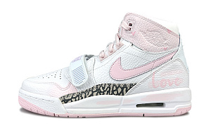 Jordan Legacy 312 Cushioning Anti-Slip And Wear-Resistant High-Top Vintage Basketball Shoes Women's Pink White