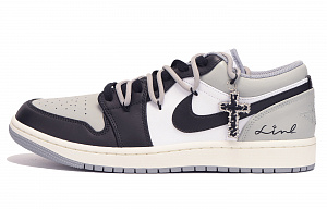 Jordan Air Jordan 1 Slip-Resistant Coverage Low-Top Vintage Basketball Shoes Men's Black Gray 1 2807579