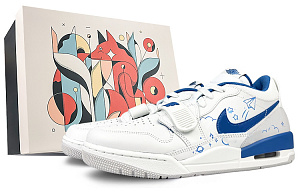 Jordan Legacy 312 Cushioning Anti-Slip And Wear-Resistant Low-Top Vintage Basketball Shoes Men's Blue White