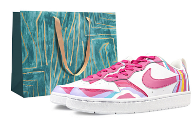 Nike Court Borough Slip-Resistant Cushioning Wear-Resistant Low-Top Skateboard Shoes GS Pink Yellow
