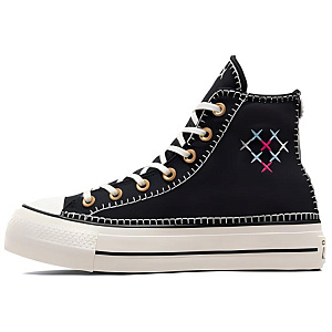 Converse Chuck Taylor All Star Lift Crafted Stitching Platform 'Black White' Women's