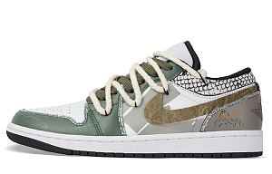 Jordan Air Jordan 1 Low-Top Vintage Basketball Shoes Men's Green Brown 1 2810255