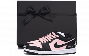 Jordan Air Jordan 1 Chestnut Slip-Resistant Coverage Low-Top Vintage Basketball Shoes Women's Black Pink