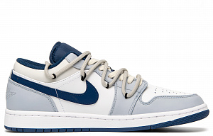 Jordan Air Jordan 1 Infatuated Anti-Slip Wear-Resistant Low-Top Vintage Basketball Shoes Men's Beige Blue 1 2811810