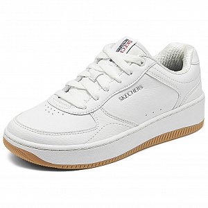 Skechers Court Classics Low Top Skateboard Shoes Women's White, Yellow 1 2811840