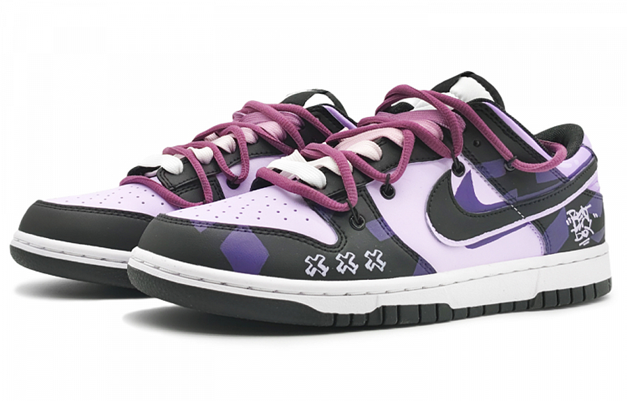Nike Dunk Retro 'Black' Anti-Slip And Wear-Resistant Lightweight Low-Top Skateboard Shoes Unisex Blue Purple купить в интернет-магазине Yoocart с быстрой доставкой по России.