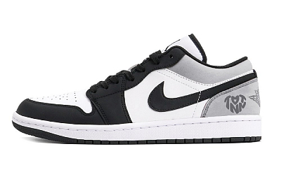 Jordan Air Jordan 1 Puppy Fragment Cushioned Slip-Resistant Low-Top Vintage Basketball Shoes Men's Black Gray
