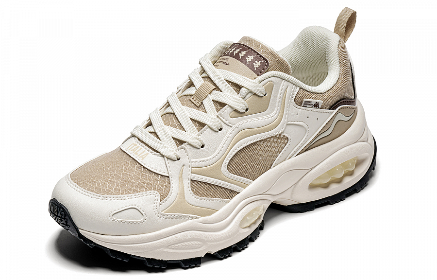 Kappa Anti Slip Wear Resistant Low Top Chunky Sneakers Women's White Brown