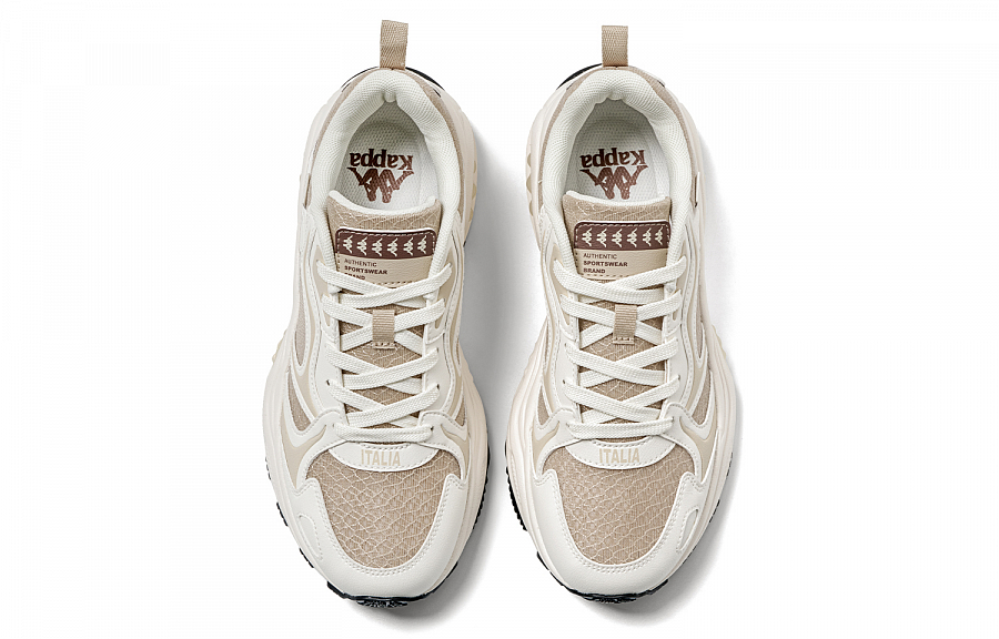 Kappa Anti Slip Wear Resistant Low Top Chunky Sneakers Women's White Brown