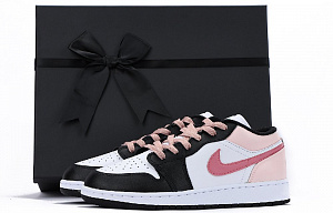 Jordan Air Jordan 1 Chestnut Anti-Slip And Wear-Resistant Coverage Low-Top Vintage Basketball Shoes GS Black Pink