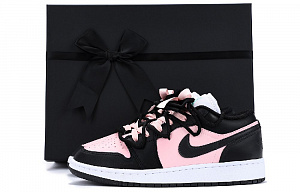 Jordan Air Jordan 1 Chestnut Anti-Slip And Wear-Resistant Coverage Low-Top Vintage Basketball Shoes GS Black Pink