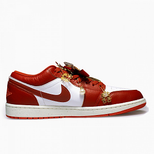 Jordan Air Jordan 1 Auspicious Dragon And Phoenix Slip-Resistant Low-Top Vintage Basketball Shoes Men's Red Yellow 1 2818016