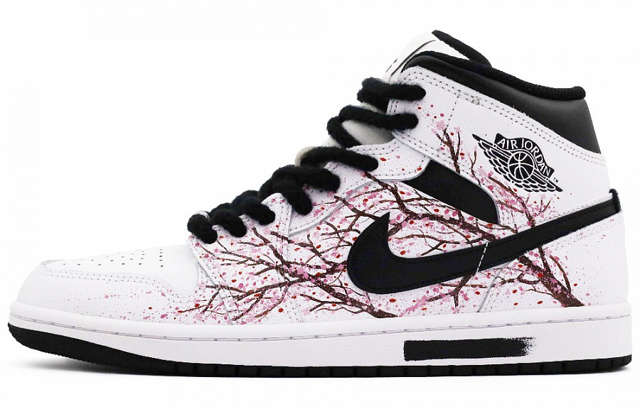 Jordan Air Jordan 1 Slip-Resistant Breathable Moisture-Wicking High-Top Vintage Basketball Shoes Men's White Black Pink купить в интернет-магазине Yoocart с быстрой доставкой по России.