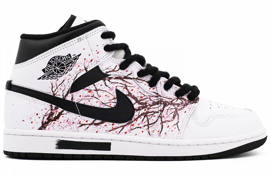 Jordan Air Jordan 1 Slip-Resistant Breathable Moisture-Wicking High-Top Vintage Basketball Shoes Men's White Black Pink купить в интернет-магазине Yoocart с быстрой доставкой по России.